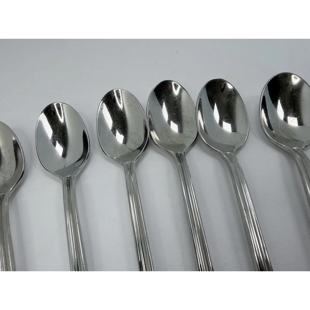 Gorham Fairview Lot Of 12 Iced Tea Spoons Glossy 18/8 Stainless Steel